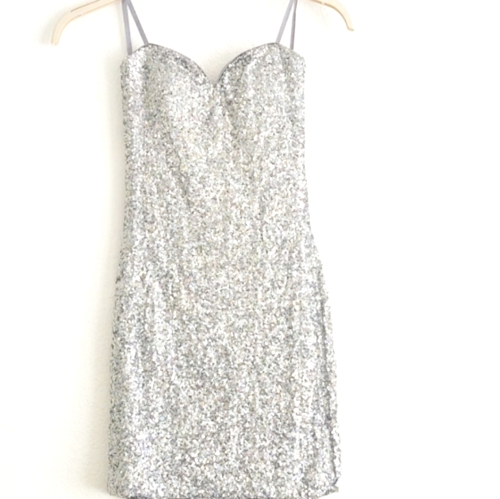 Frederick's of Hollywood Silver Sequin Dress